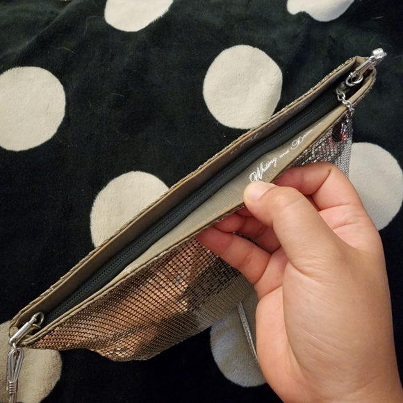 Whiting & Davis silver bow vintage crossbody clutch metal mesh